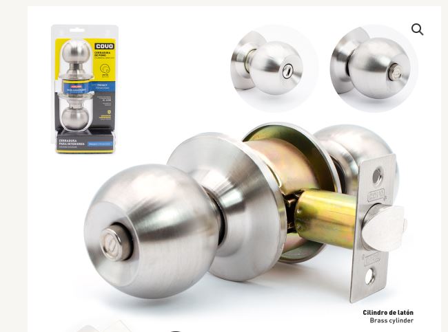 CERRADURA DE BAÑO COVO POMO BOTON PLATA COVO 6-120