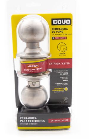 CERRADURA COVO POMO BOTON PLATA 4-132 