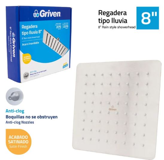 REGADERA GRIMAX CUADRADA  8PUL