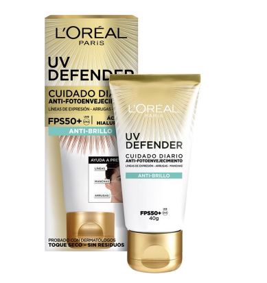 CREMA FACIAL LOREAL UV DEFEN 40GR ANTI-BRILLO CON UV FPS50+
