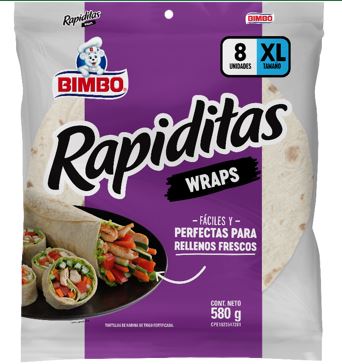 TORTILLA BIMBO 580GR DE TRIGO WRAPS XL