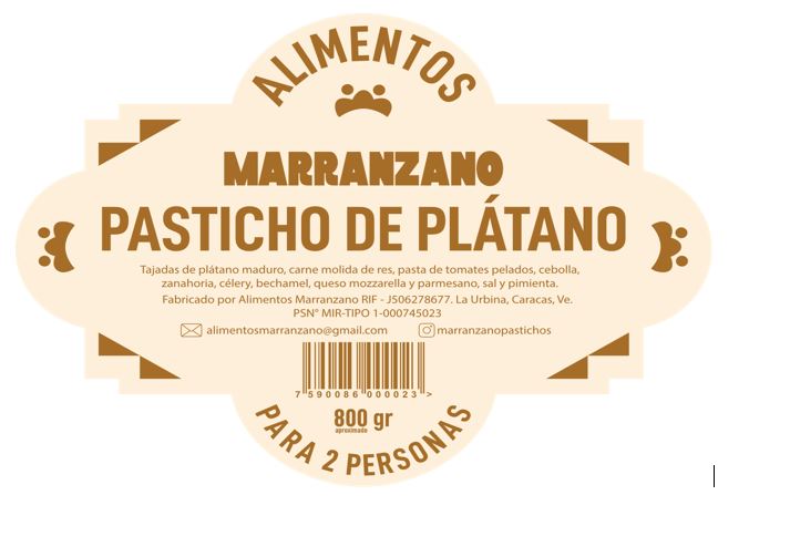 PASTICHO MARRANZANO 800GR PLATANO