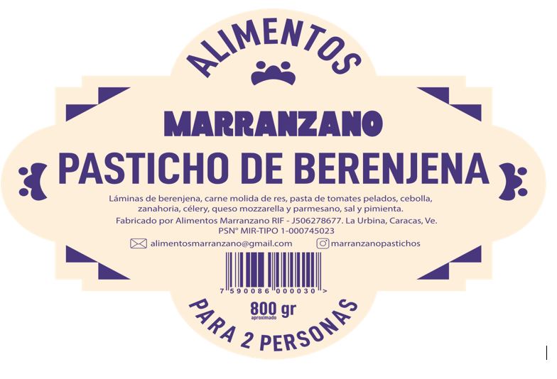 PASTICHO MARRANZANO 800GR BERENJENA