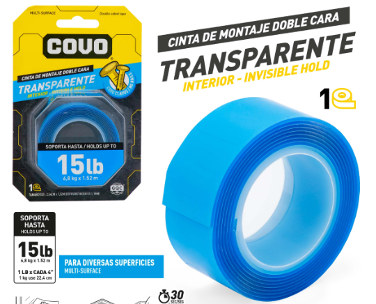 CINTA DOBLE FAZ COVO X1,52 MTS TRASP