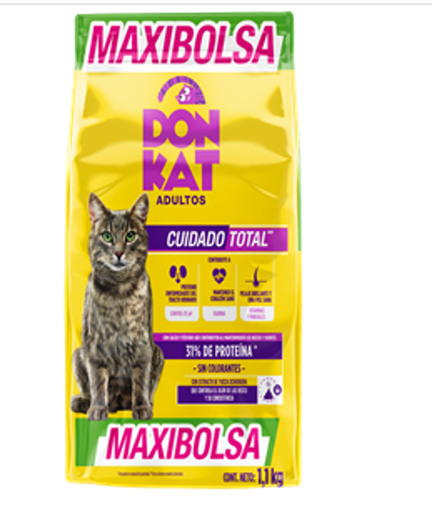 ALIMENTO P/GATO DONKAT 1,1KG ADULTO MAXI BOLSA