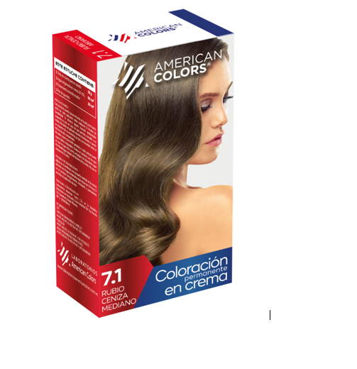 TINTE AMERICAN COLORS  KIT 7.1 RUBIO CENIZA  MEDIANO