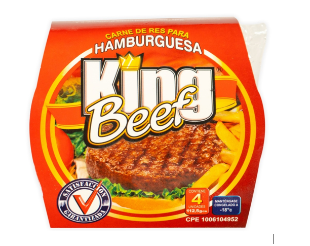 HAMBURGUESA KING BEEF 450GR CARNE RES