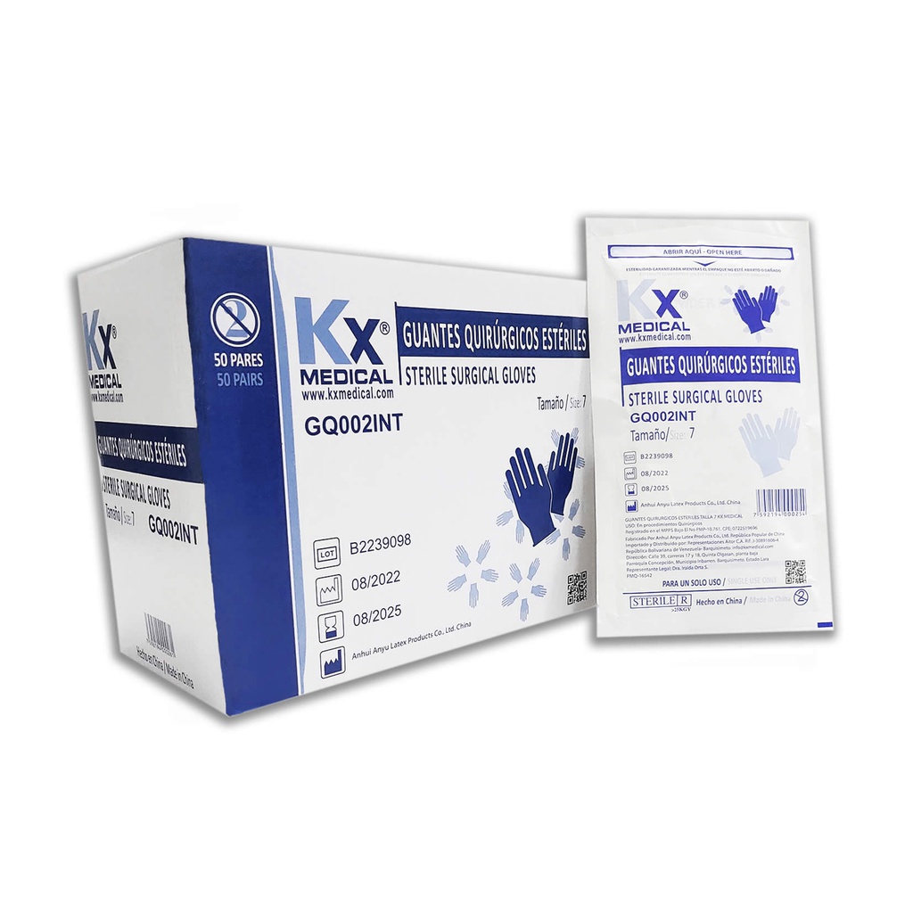 GUANTES QUIRURGICOS T7 X 1PAQ KX MEDICAL