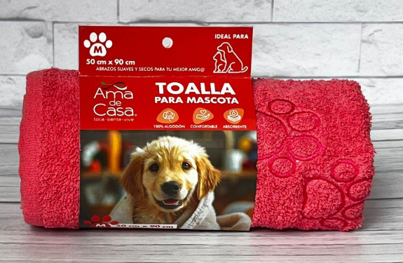 TOALLA AMA DE CASA P/ MASCOTAS ARREBOL 50x90 CM