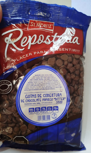 GOTAS DE CHOCOLATE ST. MORITZ 500GR AMARGO COBERTURA BITTER