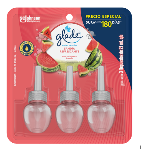 AMBIENTADOR GLADE 3UND 21ML SANDIA REP