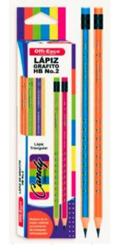 LAPIZ DE GRAFITO OFFI-ESCO N2 COLORES CANDY