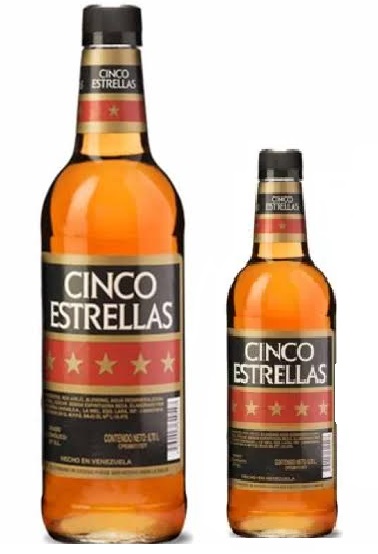 COMBO 2BOT RON CINCO ESTRELLAS 1LT+BOTELLA 350 ML