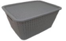 CAJA ORGANIZADORA ALFA HOGAR 20LT GRIS RATAN C/TAPA 