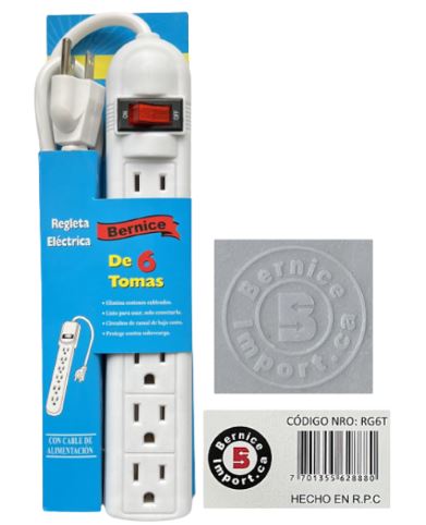 REGLETA 6 TOMAS 1000W