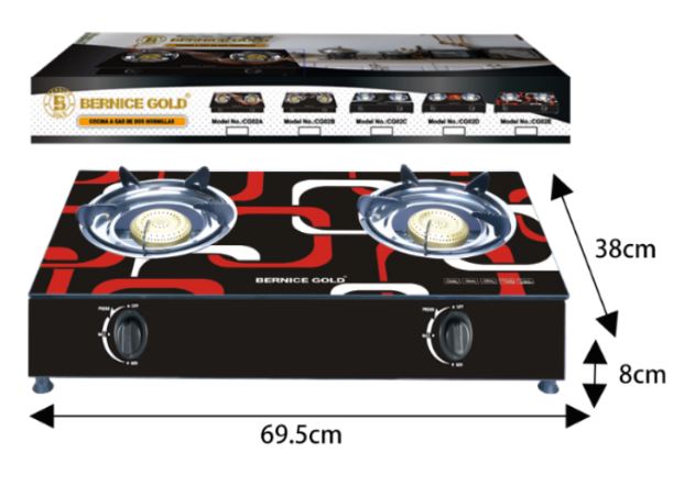 COCINA A GAS BERNICE 2H VIDRIO