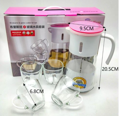 SET JARRA DE VIDRIO C/VASOS 5PCS