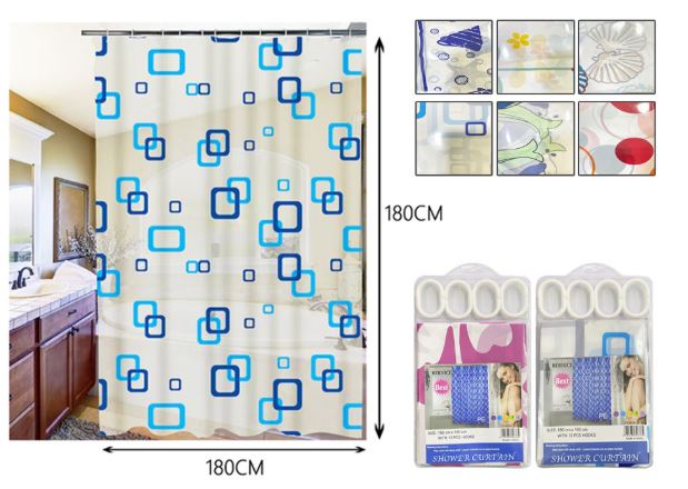 CORTINA DE BAÑO 180X180CM PLASTICO