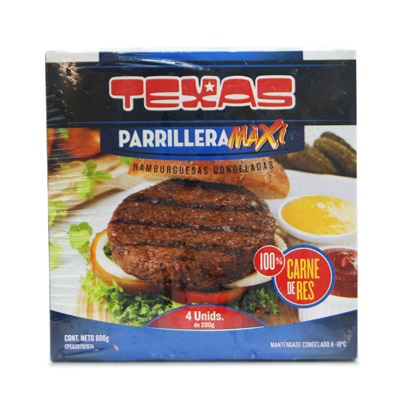 CARNE TEXAS 4X200GR P/HAMB.PARRILL MAXI