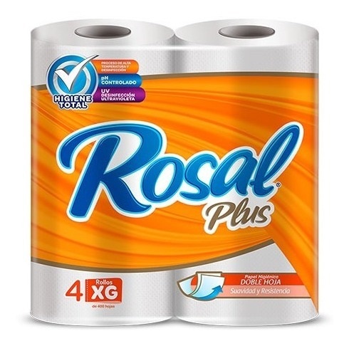 PAPEL HIG ROSAL PLUS 4ROLL 400HOJAS NARANJA