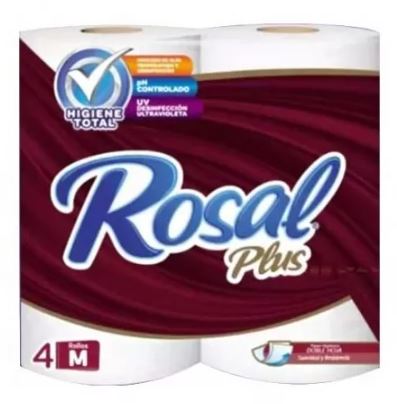 PAPEL HIG ROSAL PLUS 4ROLL 300HOJAS VINOTINTO