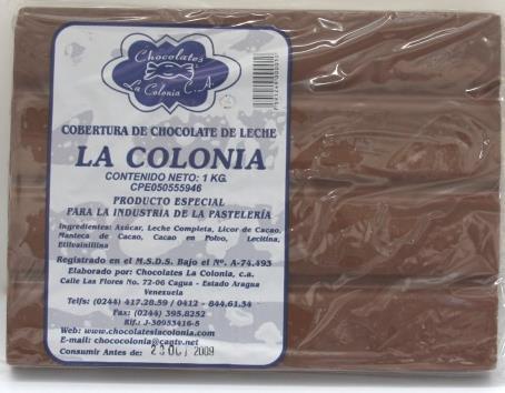 CHOCOLATE LA COLONIA 1KG CON LECHE