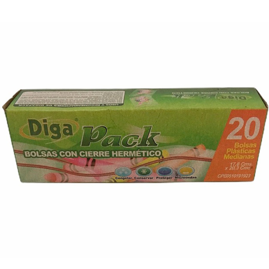 BOLSA C/CIERRE DIGAPACK  X20 MEDIANO