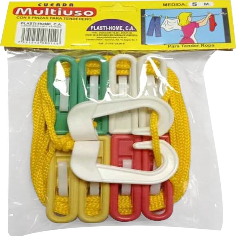 CUERDA MULT 5M/8 PINZAS PLASTIHOME 8008
