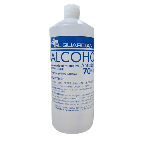 ALCOHOL EL GUARDIAN 1LT 70% ANTISEP