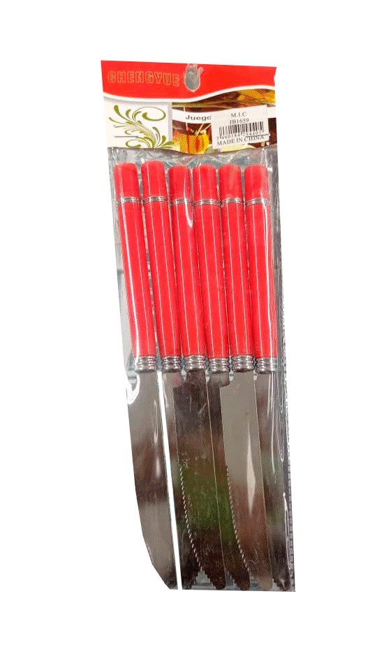CUCHILLO EMP X 6 PZA. COLOR SURT JB-1659