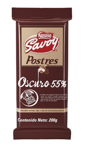 CHOCO SAVOY 200GR POSTRE OSC55%***