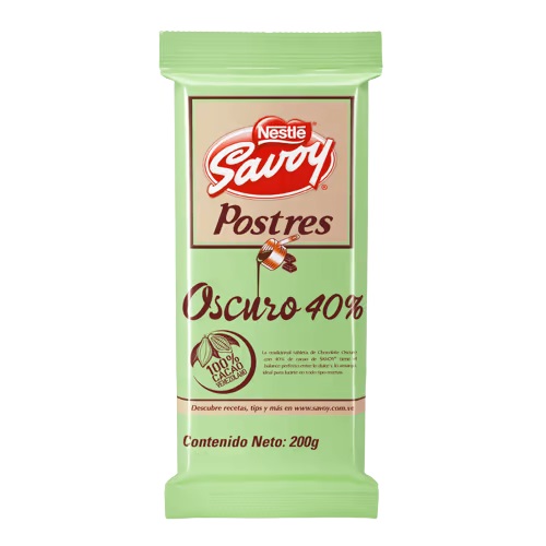 CHOCOLATE SAVOY 200GR POSTRES OSC 40%**