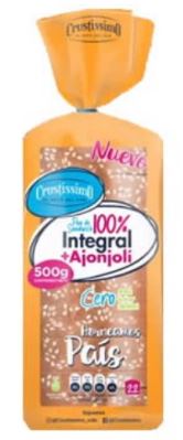PAN SANDWICH CRUSTISSIMO 500GR INTEGRAL AJONJOLI