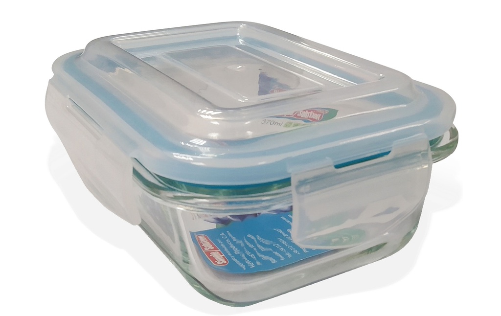 CONTENEDOR D/VIDRIO SL RECT C/TAPA 370ML