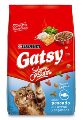 ALIMENTO P/GATO GATSY 500GR PESCADO ARROZ ESPINACA