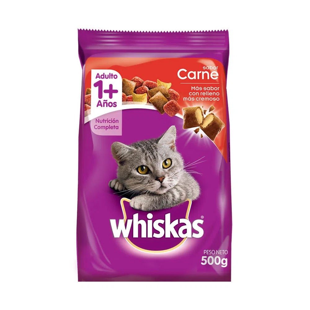 ALIMENTO P/GATOS WHISKAS 500GR CARNE
