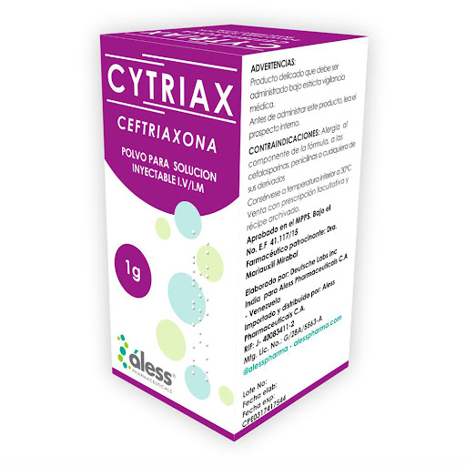 CYTRIAX 1G X 1AMP CEFTRIAXONA POLV SOL INY ALESS