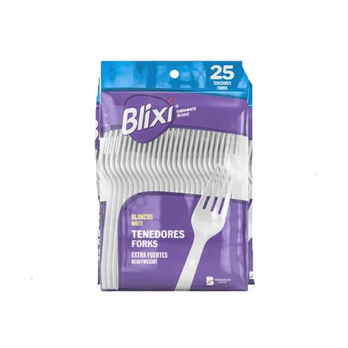 TENEDORES PLAST BLIXI X25 UNID BLANCO