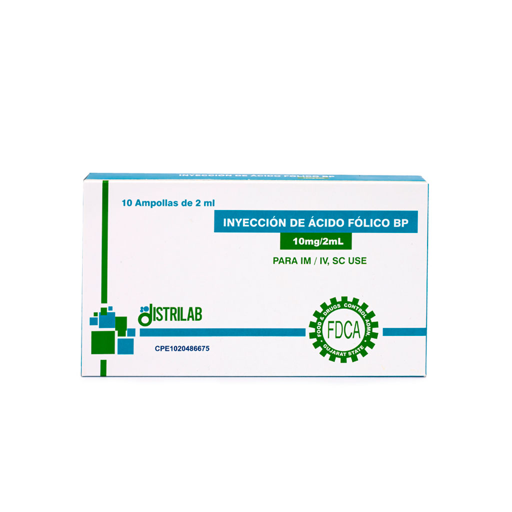 ACIDO FOLICO  10MG/2ML X 1AMP I.M I.V DISTRILAB