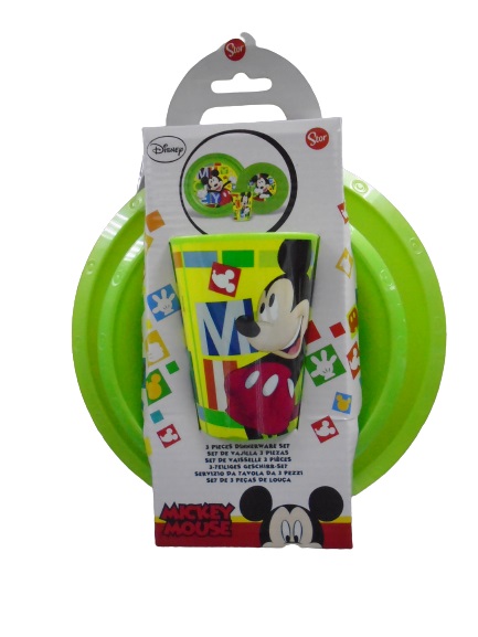 VAJILLA STOR 3PCS MICKEY VERDE PLAST