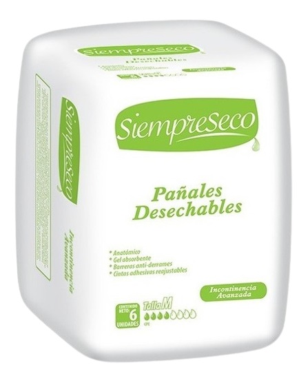 PAÑALES INCONT SIEMPRE SECO M 6UND