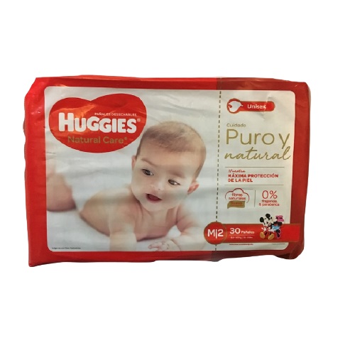 PAÑALES HUGGIES NAT CARE M X30UND