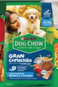 ALIMENTO P/PERRO DOG CHOW 8KG CACHORRO SIN COLORANTE