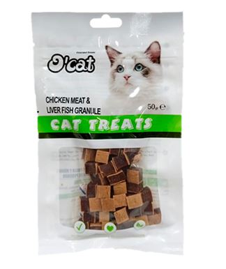 TRATAMIENTO PARA GATOS OCAT 50GR CARNE DE POLLO Y GRANULO DE PESCADO DE HÍGADO