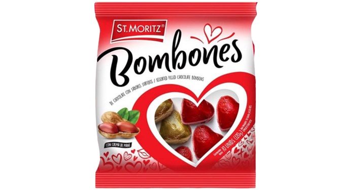 BOMBONES ST MORITZ 120GR CREMA DE MANI CORAZÓN