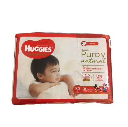 PAÑALES HUGGIES NAT CARE XG X 30UND