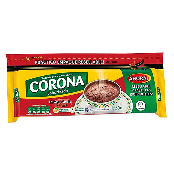 CHOCOLATE CORONA 500GR CLAVOS Y CANELA